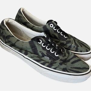 Vans Black and Green Camouflage Sneakers